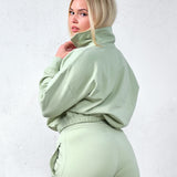 Highschool zip sweater - Light herb