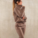 Highschool zip sweater - Walnut