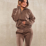 Highschool zip sweater - Walnut